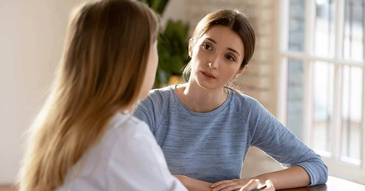 shutterstock_1873471927-(1) A woman discusses how much bleeding is too much during a medical abortion.